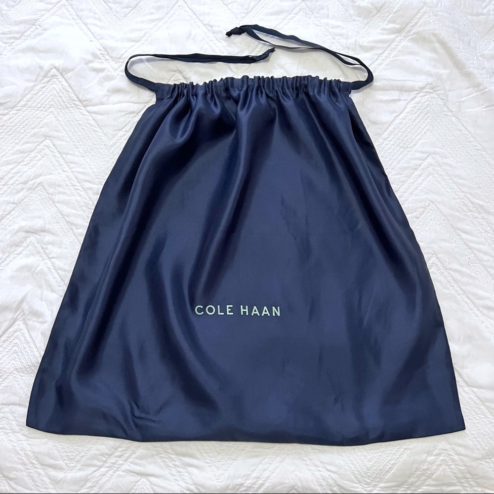 Cole Haan Large Silky Satin Dust Bag Navy blue turquoise logo